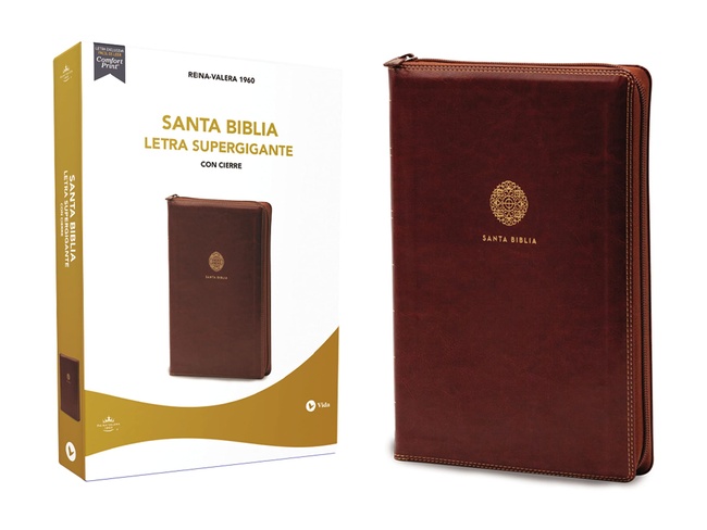 Biblia Reina Valera 1960, Letra Supergigante, Leathersoft, Café, con Cierre / Spanish Bible RVR60 Super Giant Print, Leathersoft, Brown w/ Zipper (Spanish Edition)