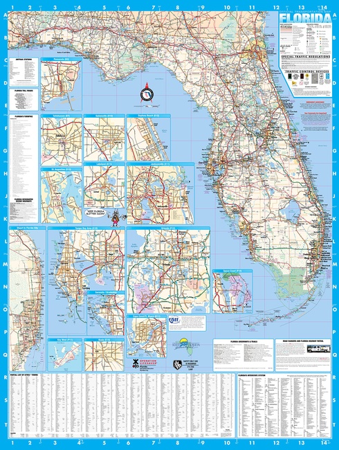 Florida State Laminated Wall Map Poster 36x48