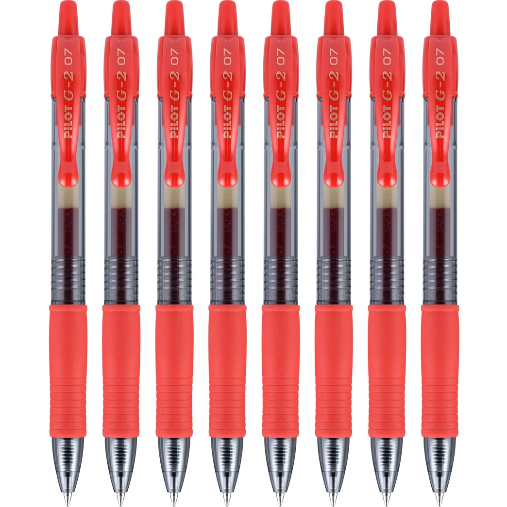 PILOT G2 Premium Refillable & Retractable Rolling Ball Gel Pens, Fine Point, Red, 8-Pack (15304)