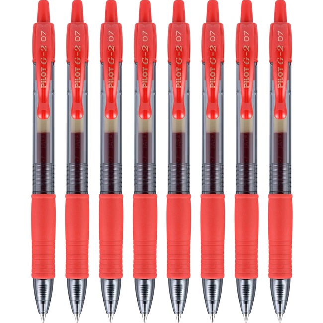 PILOT G2 Premium Refillable & Retractable Rolling Ball Gel Pens, Fine Point, Red, 8-Pack (15304)