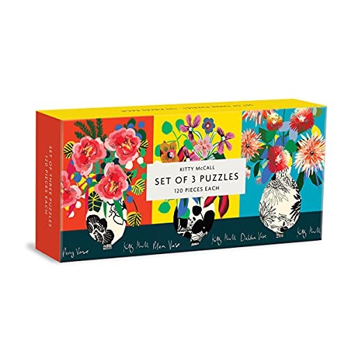 Galison Kitty McCall Puzzle Set, Includes 3 Coordinating 120-Piece Puzzles, 5.5â x 8â Each â Art Puzzle with Illustrations with Vibrant Colors, Thick Sturdy Pieces, Challenging Family Activity