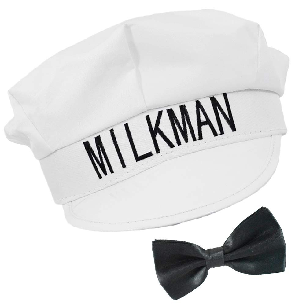 Milkman Hat with Black Bow Tie Classic Vintage 1950's Looking