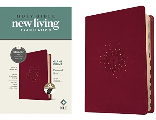 NLT Personal Size Giant Print Bible, Filament Enabled Edition (Red Letter, LeatherLike, Aurora Cranberry, Indexed)