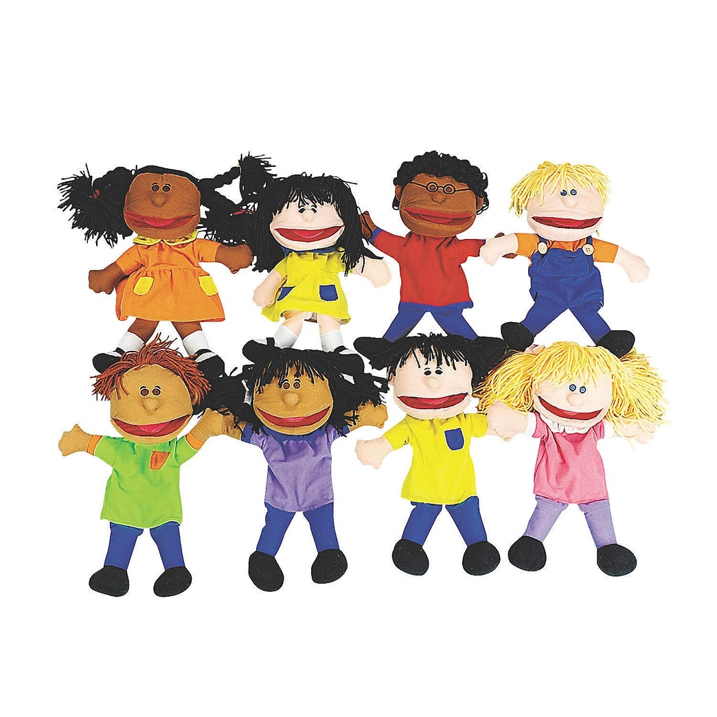 Happy Kids Hand Puppets Multi Ethnic and Diversity Collection (Set of 8) Great for Daycare and Classrooms