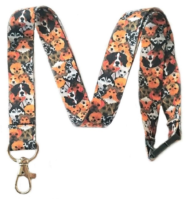 Break Away Dogs Print Lanyard Key Chain Id Badge Holder