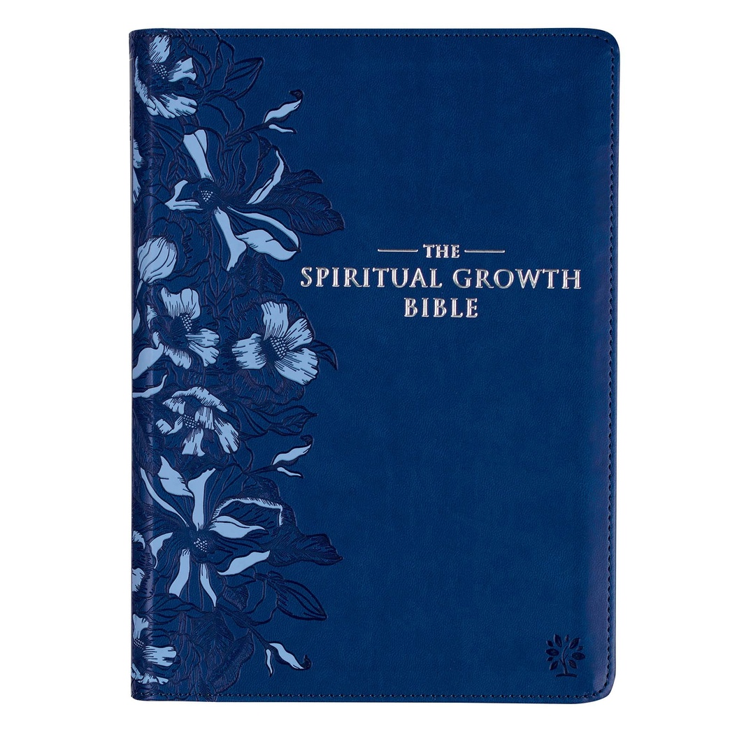 The Spiritual Growth Bible, Study Bible, NLT New Living Translation Holy Bible, Faux Leather Navy