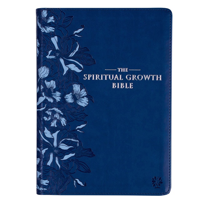 The Spiritual Growth Bible, Study Bible, NLT New Living Translation Holy Bible, Faux Leather Navy