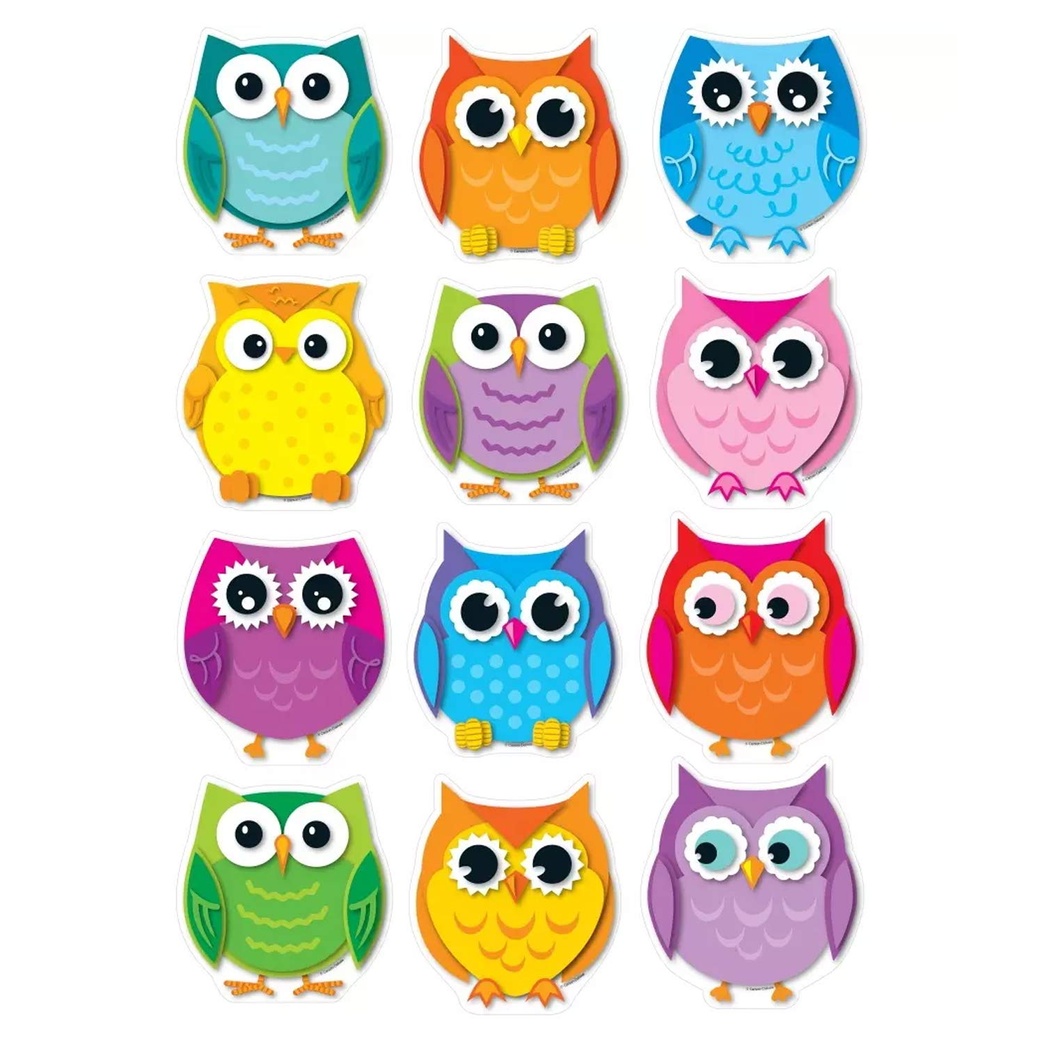 Carson Dellosa – Colorful Owls Colorful Cut-Outs, Classroom Décor, 36 Pieces