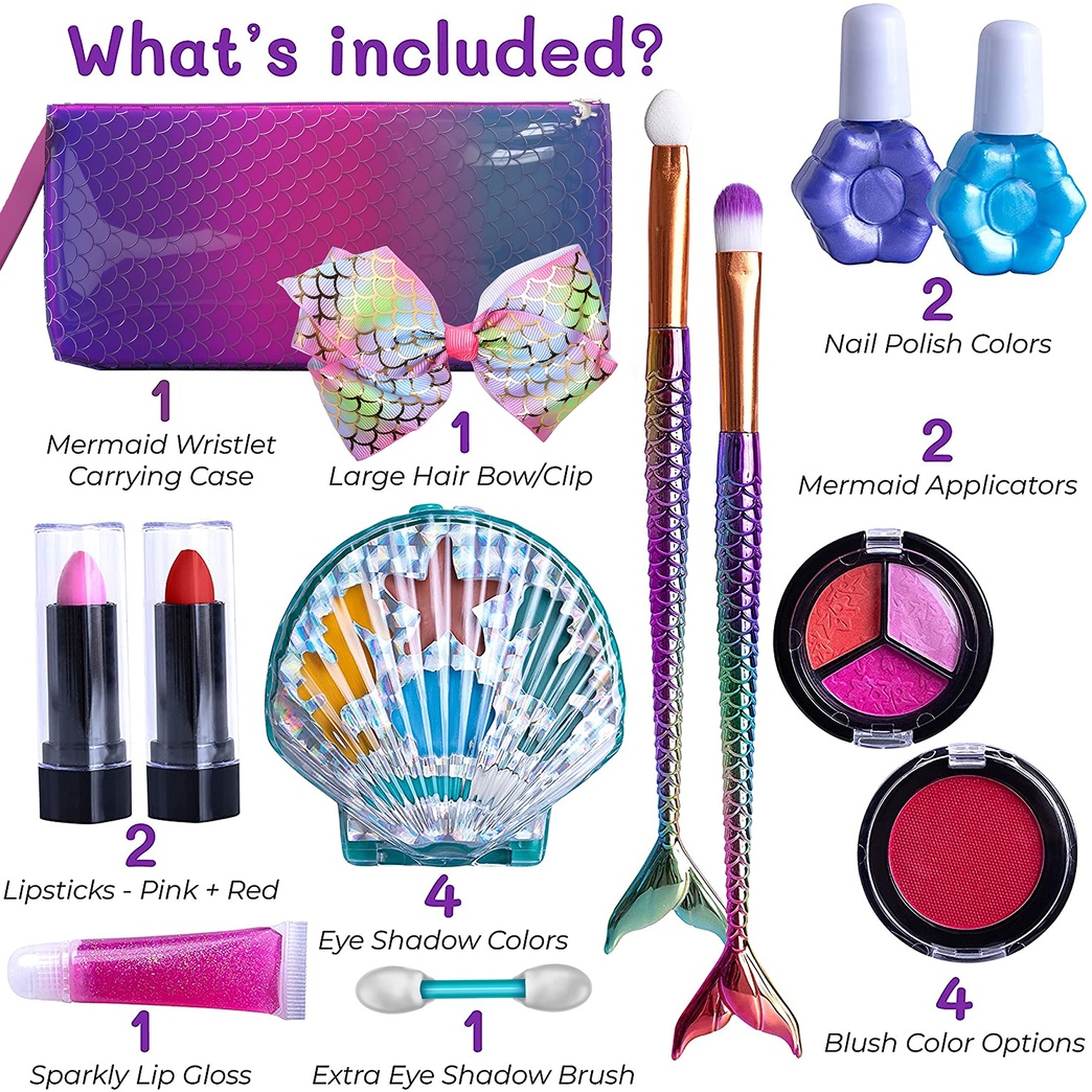PURPLE LADYBUG Mermaid Makeup for Kids - Cool Mermaid Gifts for Girls and  Gifts for 6 Year Old Girls - Washable Kids Makeup Kit for Girl and Safe  Little Girls Makeup Kit