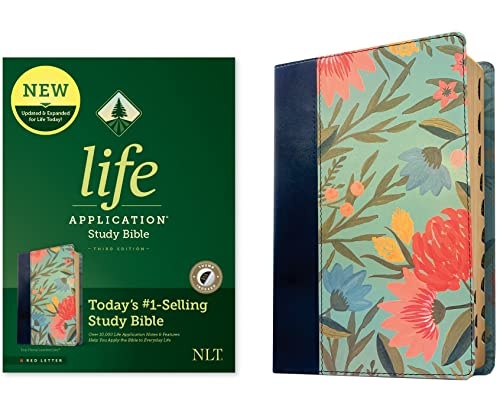 NLT Life Application Study Bible, Third Edition (Red Letter, LeatherLike, Teal Floral, Indexed)
