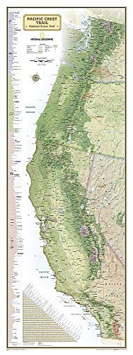 National Geographic: Pacific Crest Trail Wall Map Wall Map - Laminated (18 x 48 inches) (National Geographic Reference Map)