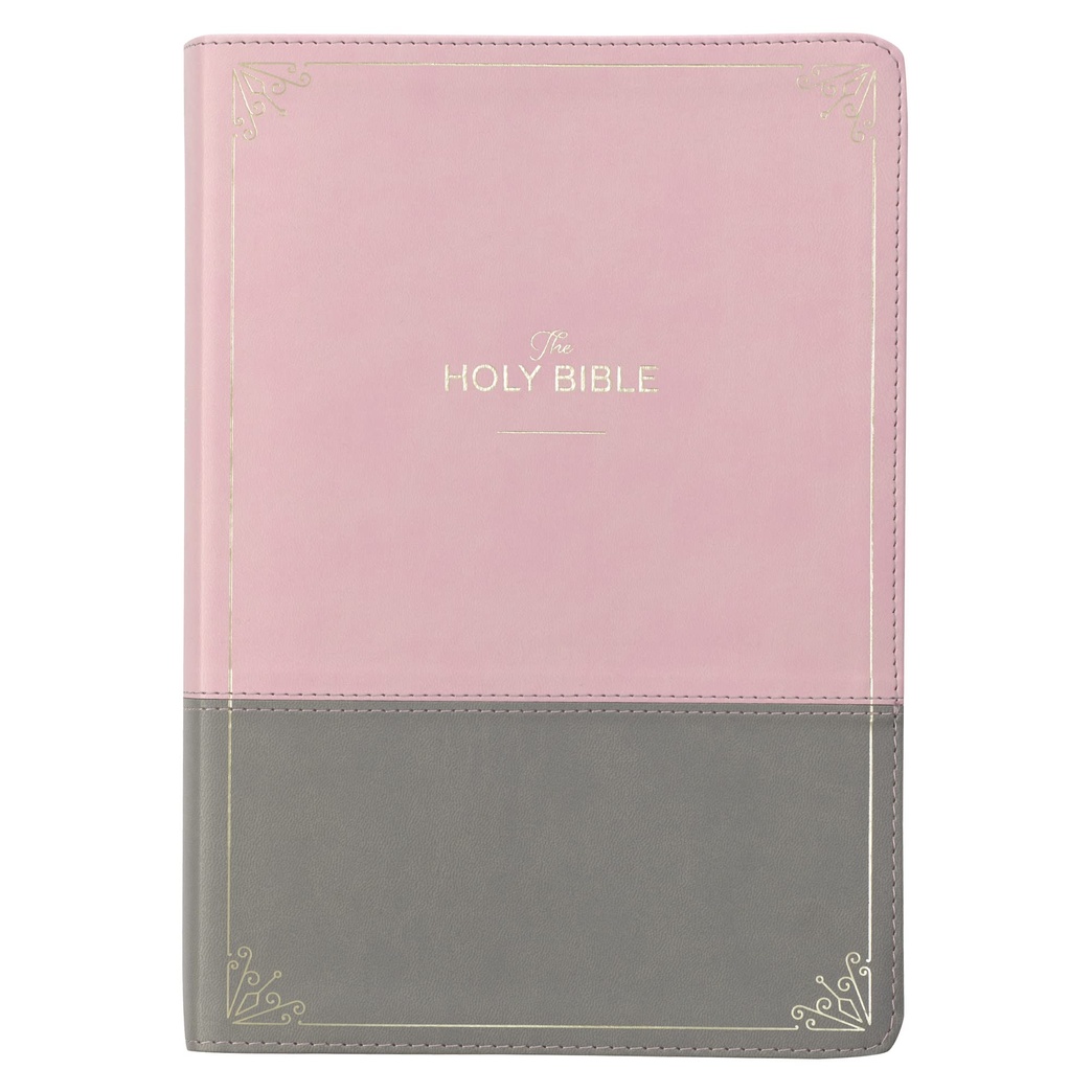 KJV Holy Bible, Super Giant Print Faux Leather Red Letter Edition - Ribbon Marker, King James Version, Pink/Gray