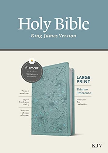 KJV Large Print Thinline Reference Bible, Filament Enabled Edition (Red Letter, LeatherLike, Floral Leaf Teal)