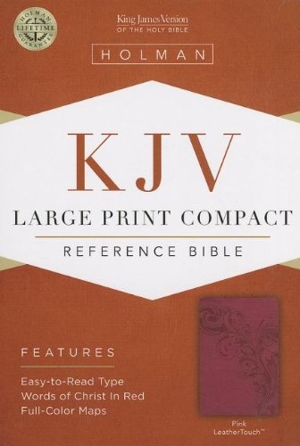 KJV Large Print Compact Reference Bible, Pink LeatherTouch