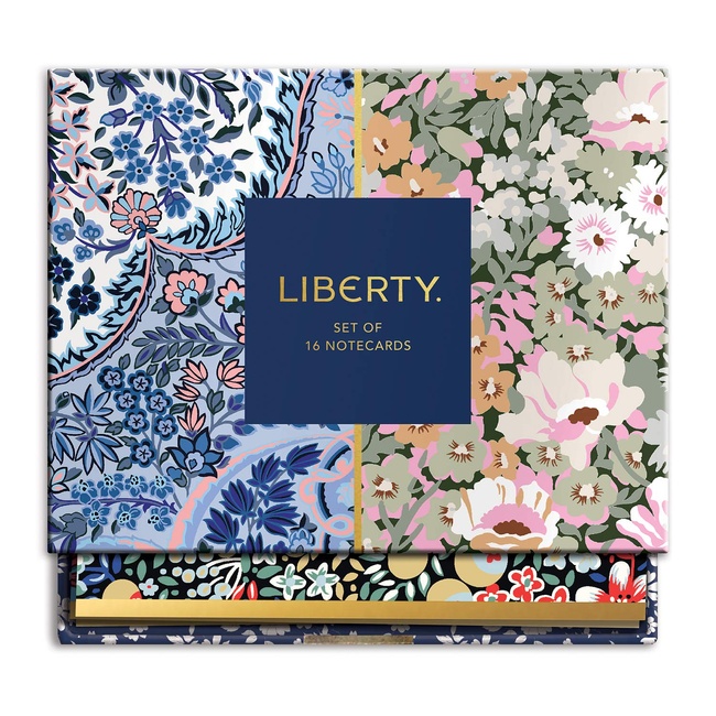 Liberty Floral Notecard Set, 16 Cards, 17 Envelopes Included – Assorted Greeting Cards with Gorgeous Floral Designs, Blank Inside for All Occasions, Sturdy Storage Drawer Box Included