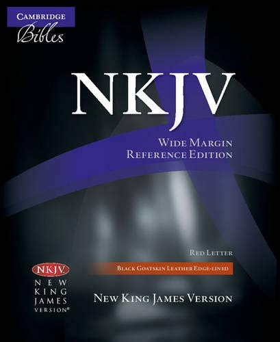 NKJV Wide Margin Reference Bible, Black Edge-Lined Goatskin Leather, Red Letter Text NK746:XRME