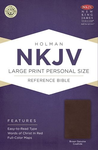 NKJV Large Print Personal Size Reference Bible, Brown Genuine Cowhide