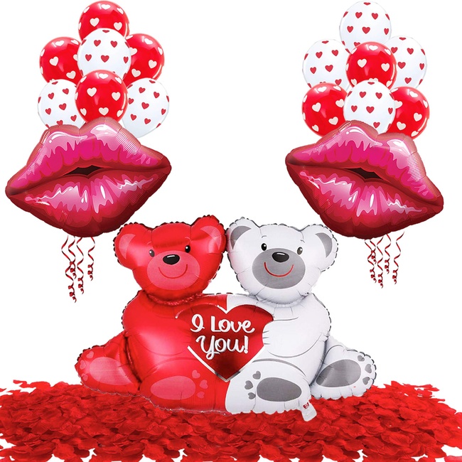  KatchOn, Red and White Kiss Balloons - 12 Inch, Pack of 20, Red Kiss Balloon, Red Lip Balloons, Romantic Decorations Special Night