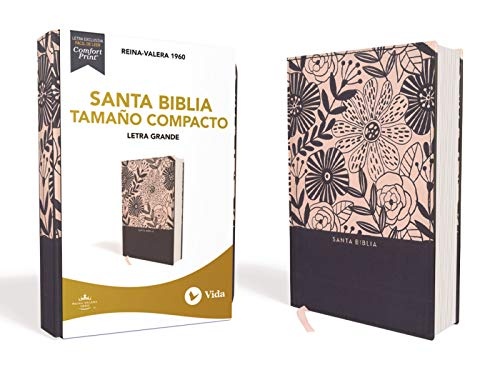 RVR60 Santa Biblia, Letra Grande, TamaÃ±o Compacto, Tapa Dura/Tela, Azul Floral, EdiciÃ³n Letra Roja (Spanish Edition)