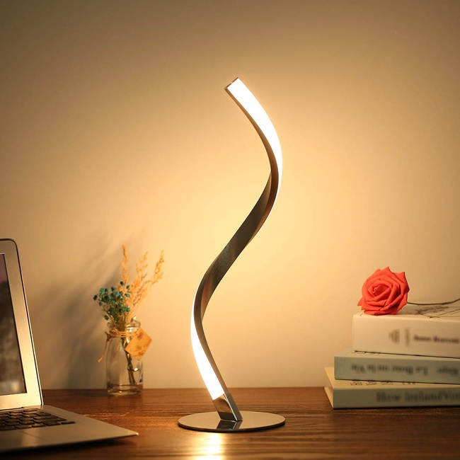 Tomshine Spiral LED Table Lamp, Modern Lamp Desk Lamp of Stainless Steel, Bedside Lamps for Bedrooms, Living Room, Office(Warm White 6W 3000K)