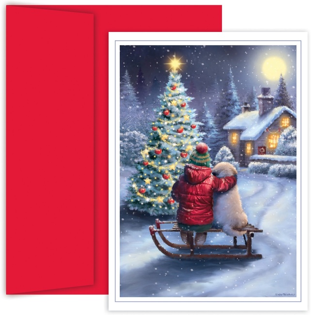 Masterpiece Studios Holiday Collection 18-Count Boxed Christmas Cards with Envelopes, 7.8" x 5.6", Best Friends (881200)