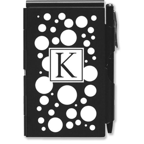 Wellspring Initial "K" Flip Notes with Pen - Blanc Noir Series