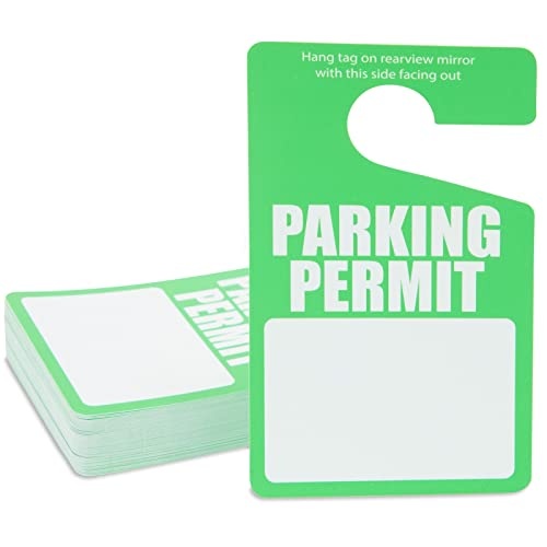 Green Parking Permit Hang Tag, Blank Parking Passes for Car Rear View Mirror (50 Pack)