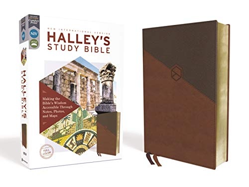 NIV, Halley's Study Bible, Leathersoft, Brown, Red Letter, Comfort Print: Making the Bible's Wisdom Accessible Through Notes, Photos, and Maps