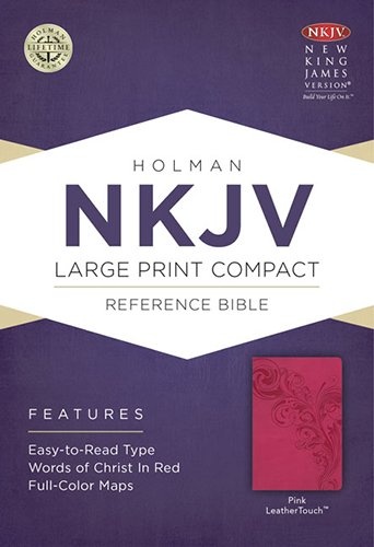 NKJV Large Print Compact Reference Bible, Pink LeatherTouch