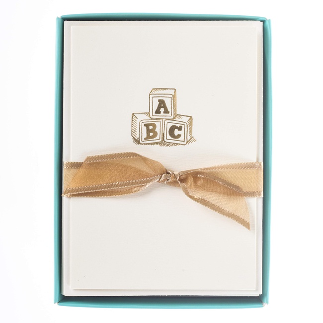 Graphique ABC La Petite Presse Boxed Notecards, 10 Embellished Gold Foil Blank Cards with Matching Envelopes and Storage Box, 3.25" x 4.75"