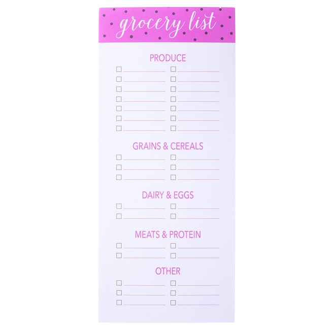 Graphique Magnetic Notepad - Pink Grocery and Shopping List - Fun Decorative To-Do List - Perfect House Warming Gifts - 100 Tear off Sheets (4" x 9.25" x .5")