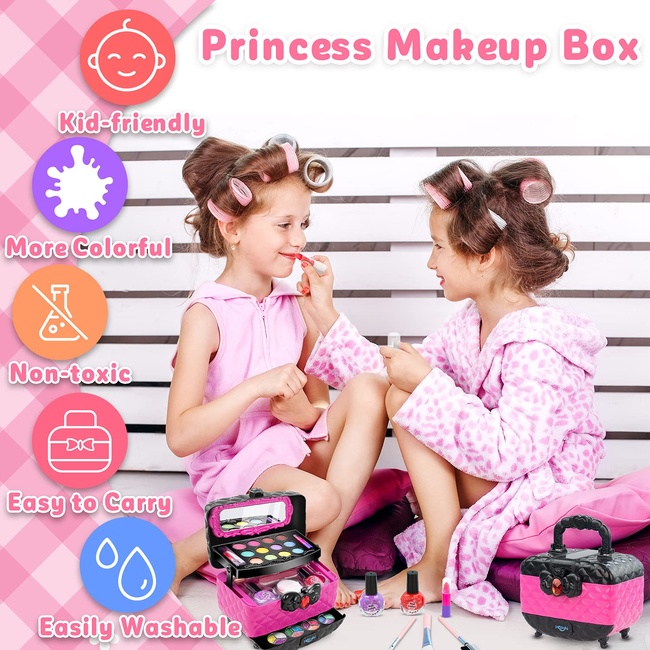 Gifts for 3 4 5 6 7 8 Year Old Girls, Girls Makeup Set Toys for Girls Aged  5-8, 41 Packs Washable Kids Makeup Kit Girls Costume Party Toys 