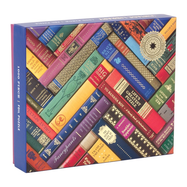 Galison Phat Dog Vintage Library 1000 Piece Jigsaw Puzzle for Adults and Families, Foil Stamped Challenging Puzzle Adds A Vibrant Pop of Color (735353263)