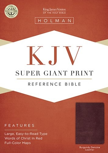KJV Super Giant Print Bible, Burgundy Genuine Leather