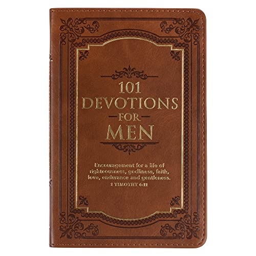 101 Devotions For Men, Encouragement For a Life of Faith, Brown Faux Leather Flexcover