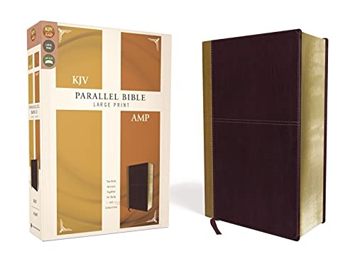 KJV, Amplified, Parallel Bible, Large Print, Leathersoft, Tan/Burgundy, Red Letter Edition