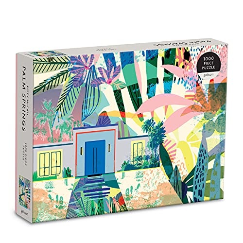 Kitty McCall Palm Springs Puzzle, 1000 Pieces, 27” x 20” – Difficult Jigsaw Puzzle with Stunning and Colorful Artwork of a Palm Springs Home – Thick, Sturdy Pieces, Challenging Family Activity