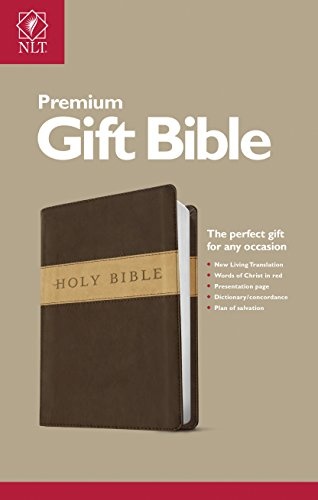 Premium Gift Bible NLT, TuTone (Red Letter, LeatherLike, Dark Brown/Tan)