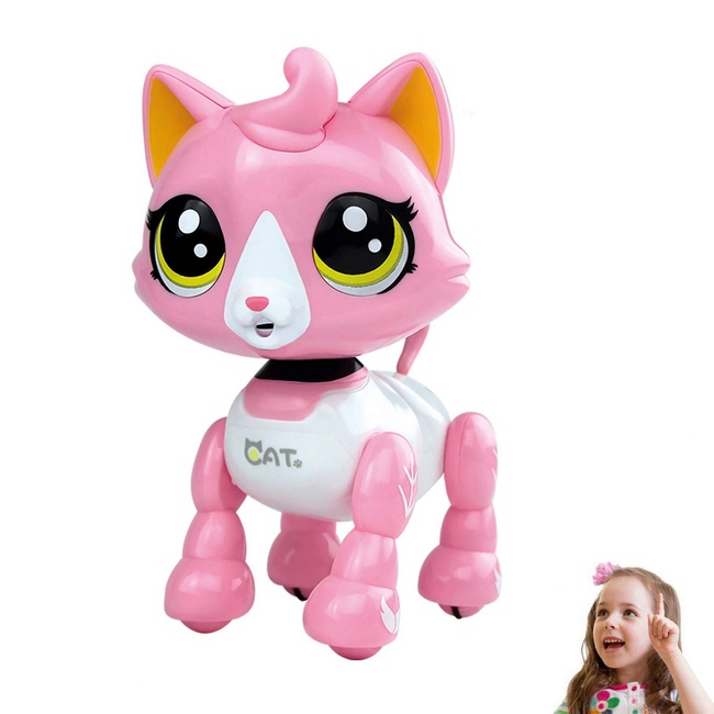 amdohai Robot Cat Interactive Catty Toy Electronic Music Pet for Age 3 4 5 6 7 8 Year Old Girls Gift Idea(Pink)