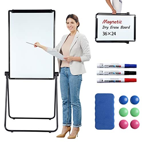 WonderView Stand White Board, Double Sided Magnetic Dry Erase Board  Portable Whiteboard 36 * 24 inch, Perfect for Classroom, Preschool,  Homeschool