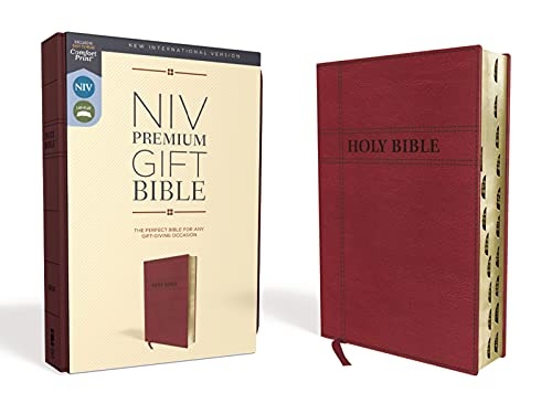 NIV, Premium Gift Bible, Leathersoft, Burgundy, Red Letter Edition, Indexed, Comfort Print