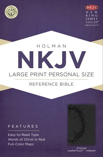 NKJV Large Print Personal Size Reference Bible, Charcoal LeatherTouch Indexed