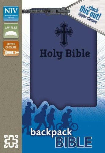 NIV, Backpack Zipper Bible, Imitation Leather, Blue, Red Letter