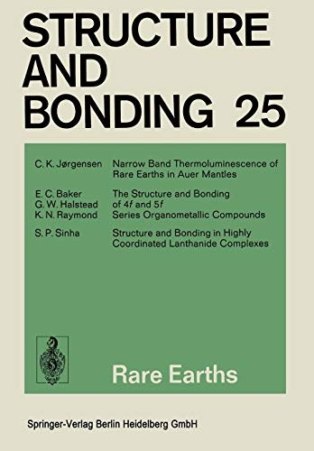 Rare Earths (Structure and Bonding, 25)
