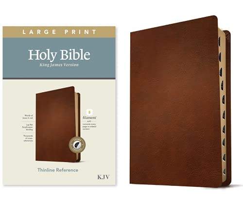 KJV Large Print Thinline Reference Bible, Filament Enabled Edition (Red Letter, Genuine Leather, Brown, Indexed)