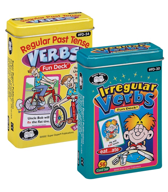 Super Duper Publications Regular Past Tense Verbs and Irregular Verbs Fun Deck Cards Combo Educational Learning Resource for Children