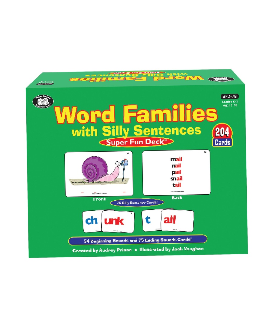 Super Duper Publications Word Families with Silly Sentences Fun Deck Flash Cards Educational Learning Resource for Children