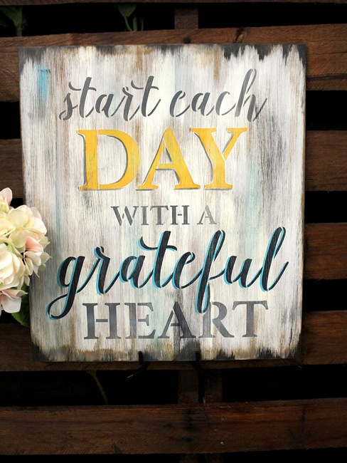 Start Each Day with A Grateful Heart Stencil by StudioR12 | Reusable Mylar Template | Use to Paint Wood Signs - Wall Art - Pallets - Pillows - DIY Home Decor - Select Size (9" x 9")