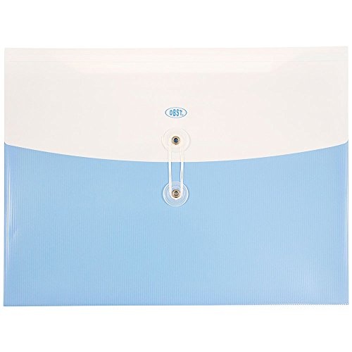 JAM PAPER Plastic Envelopes with Button & String Tie Closure - Letter Booklet - 9 1/8 x 13 - Two-Tone Light Blue - 12/Pack