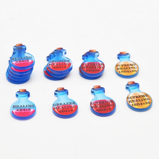 Healing Potion Tokens Acrylic Set of 15 DND Accessories for Dungeons and Dragons 5th Edition